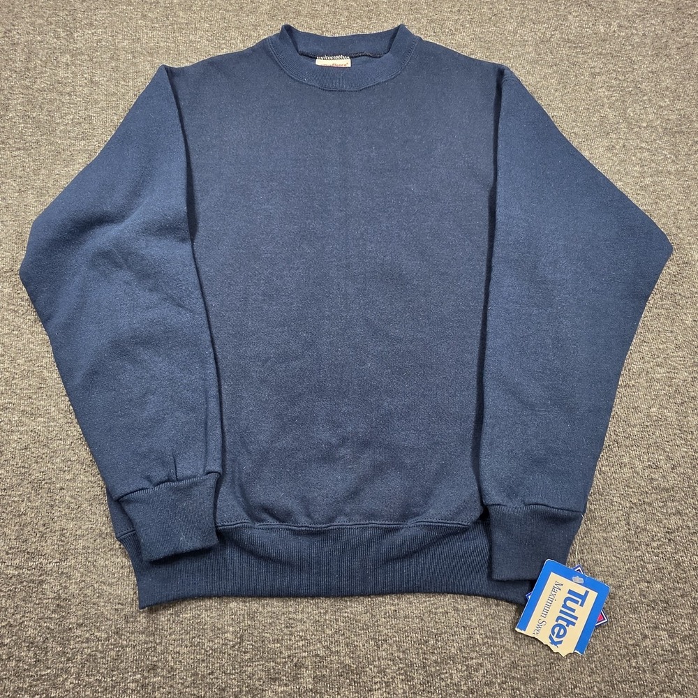 VTG NWT Ultra Fleece Tultex Blank NavyBlue Crewneck Sweatshirt Sz M Made in USA